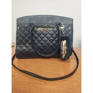 Betsey Johnson 2 way Handbag Pink Black White Floral Liner and crossbody strap p